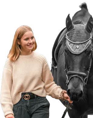 woman walking with a horse