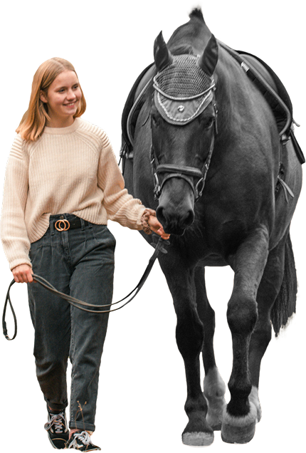 woman walking with a horse