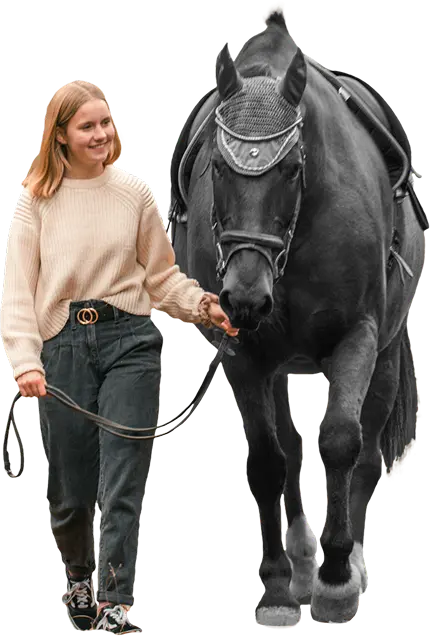 woman walking with a horse